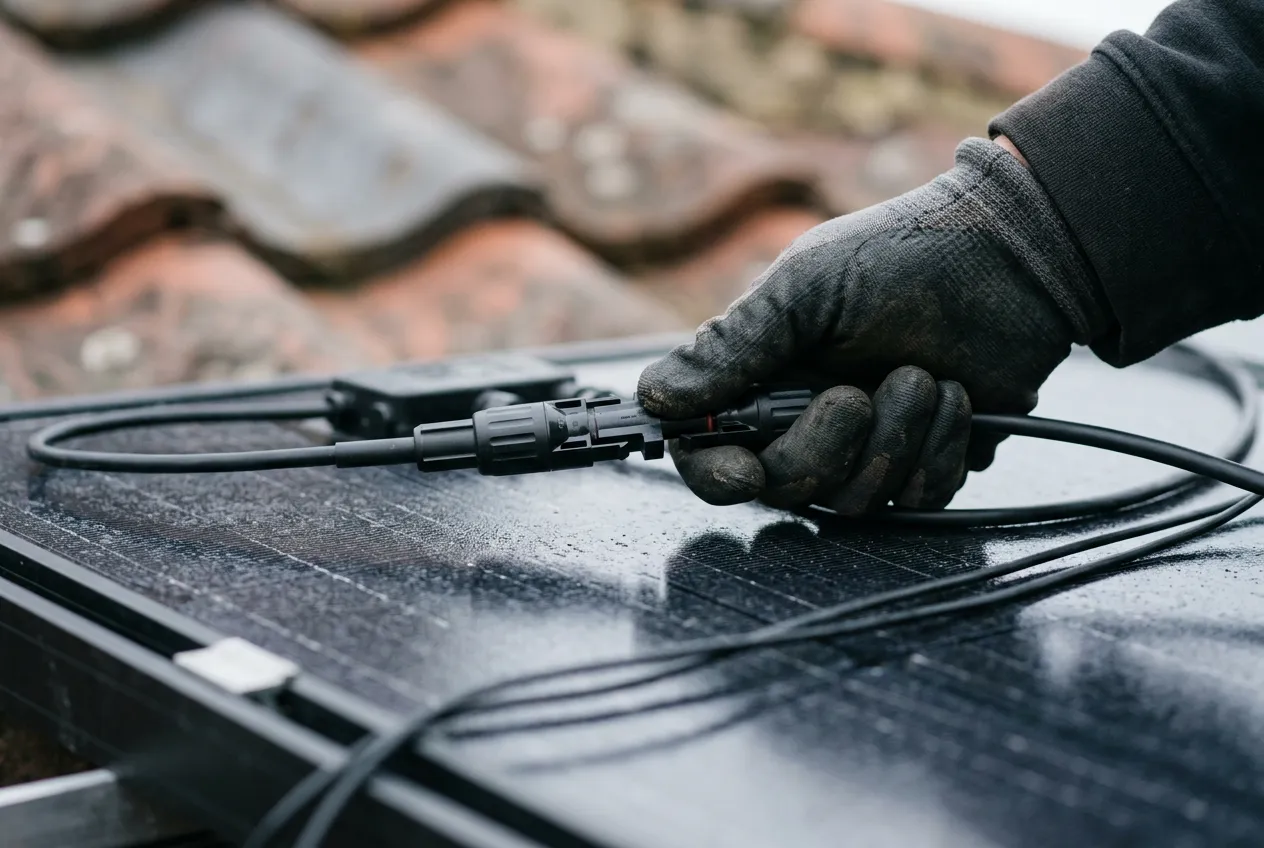 New-build homes with rooftop solar panels and EV charging